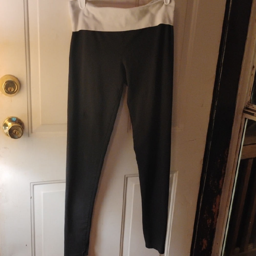 Victoria's Secret Black Leggings with White Waistband